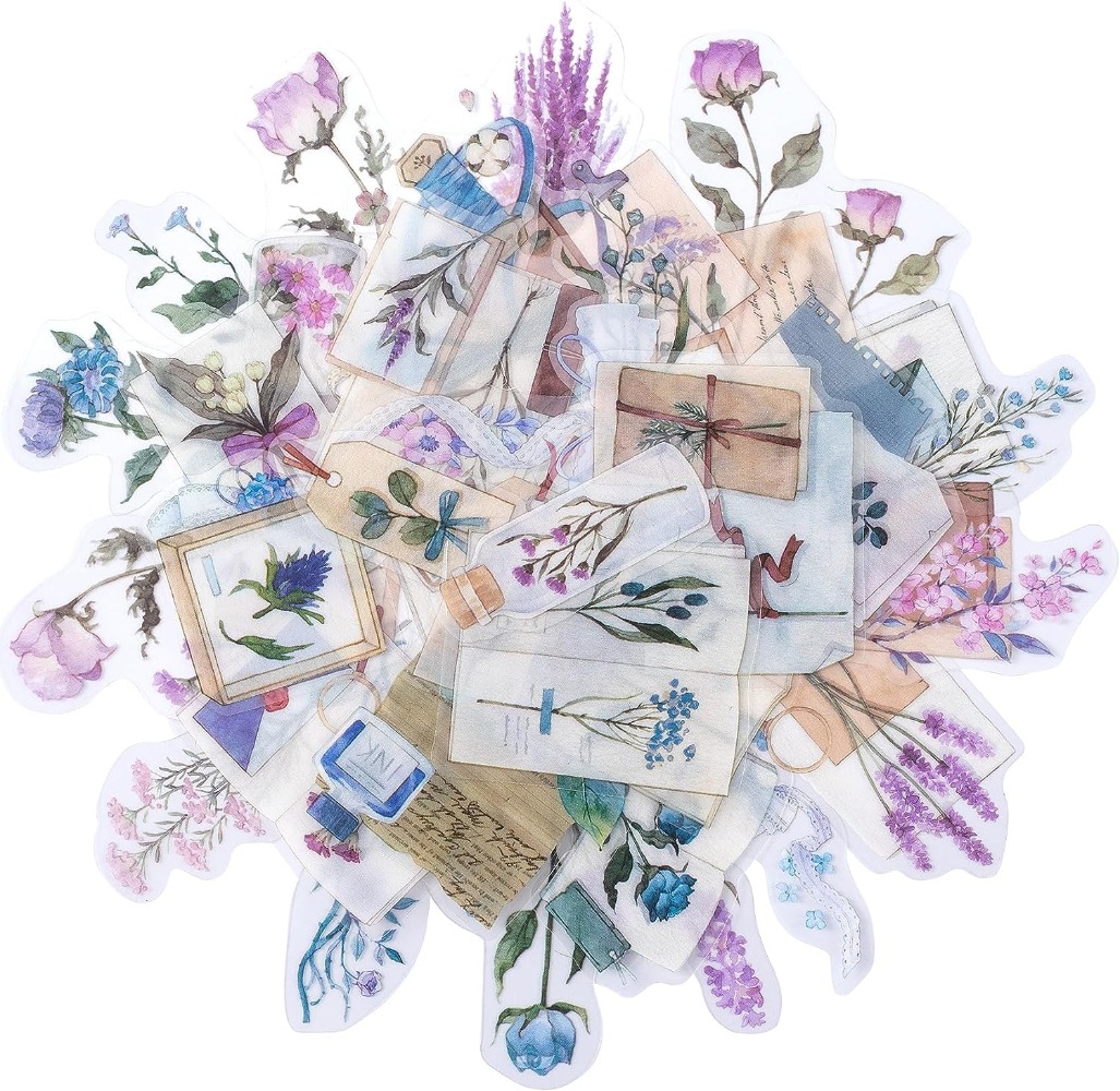 Art Craft Journals - 80PCS Lavender Scrapbook Stickers Vintage Romantic