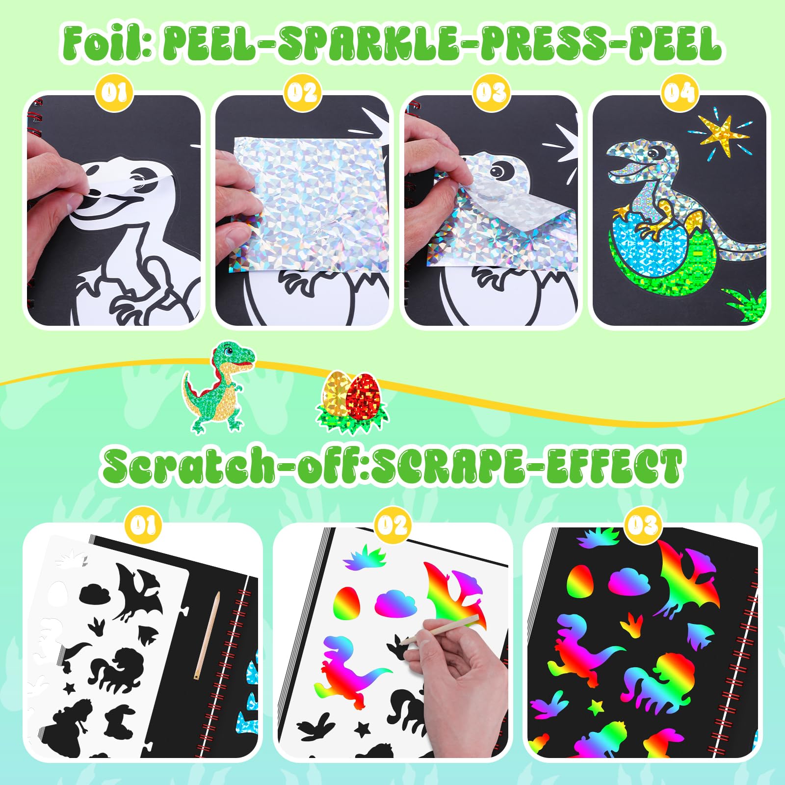 Dinosaur Scratch Art Book for  - đánh giá và giá Art Craft Kits For Kids