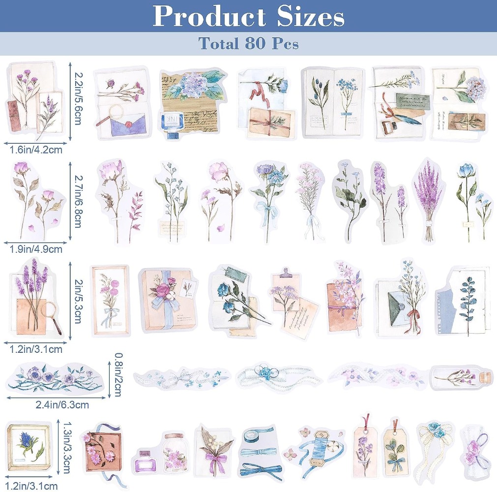 80PCS Lavender Scrapbook Stick - đánh giá và giá Art Craft Journals