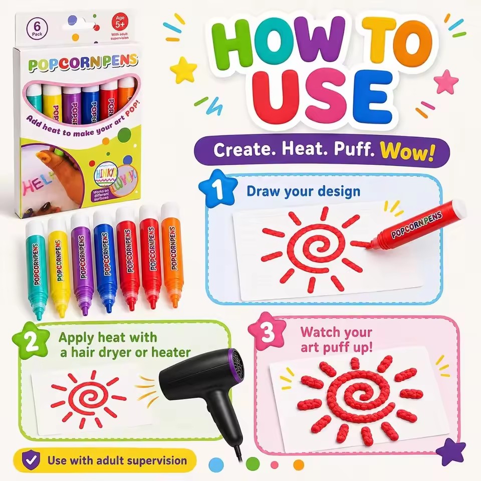 Puffy Popcorn Pen Set, Smooth  - đánh giá và giá Art Craft Journals
