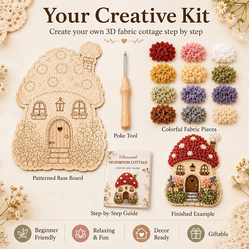3D Mushroom House Poke Art DIY - đánh giá và giá Art Craft Diy