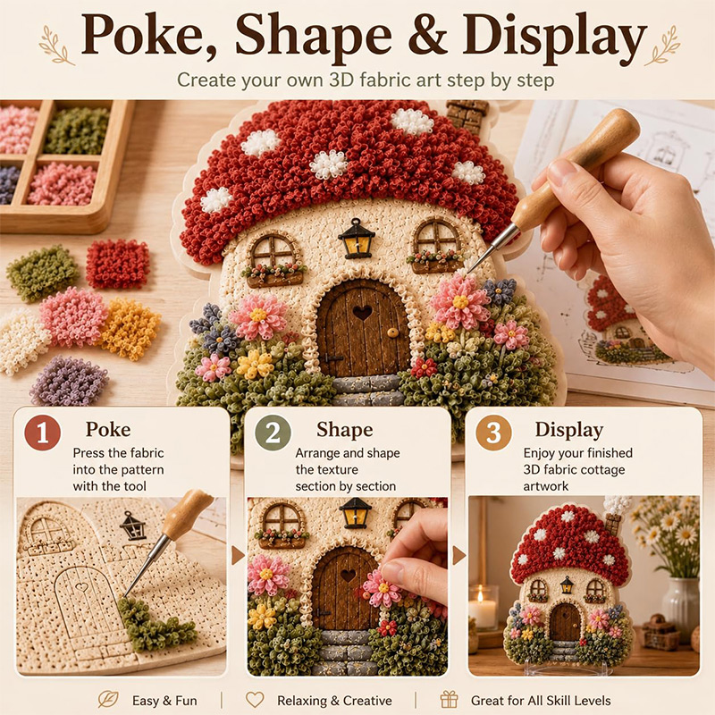 3D Mushroom House Poke Art DIY - đánh giá và giá Art Craft Diy
