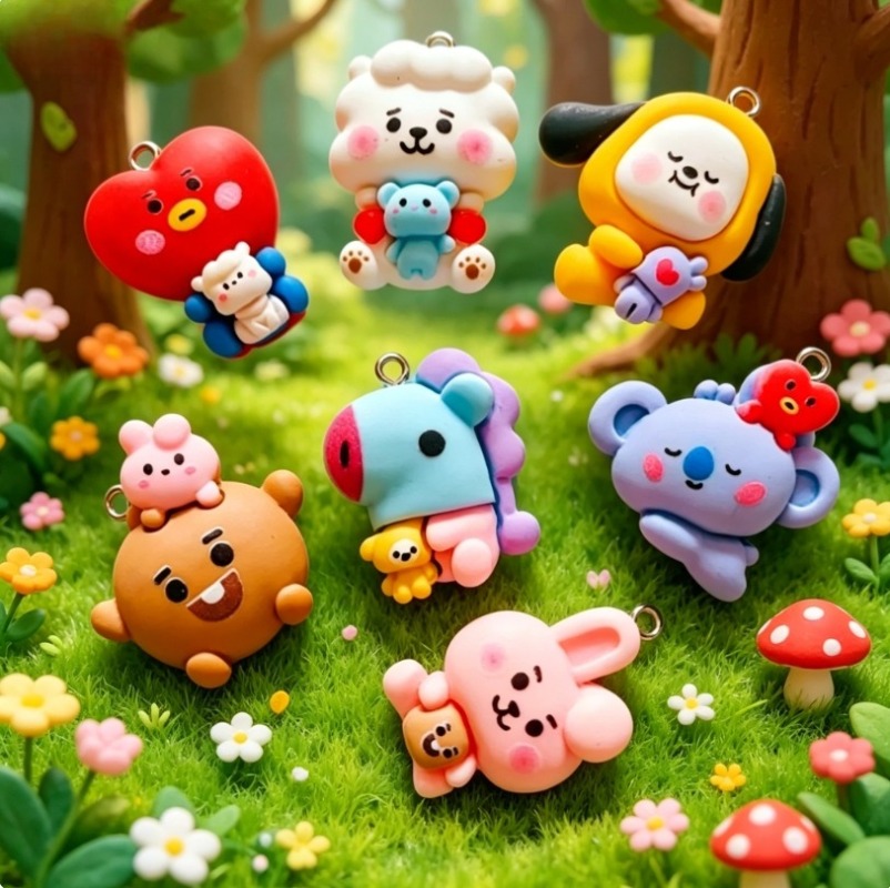 7pcs BT21 Resin Cartoon Charm  - đánh giá và giá Art Craft Diy