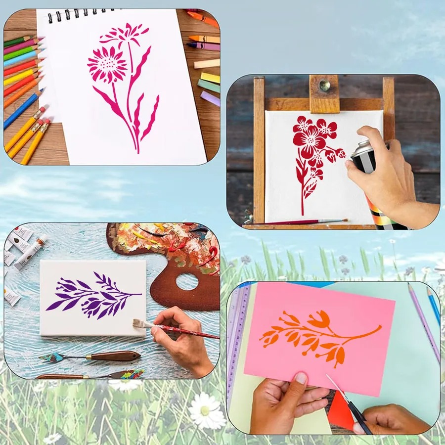 18 Pcs Flower Leaf Stencils Re - đánh giá và giá Art Craft Activities
